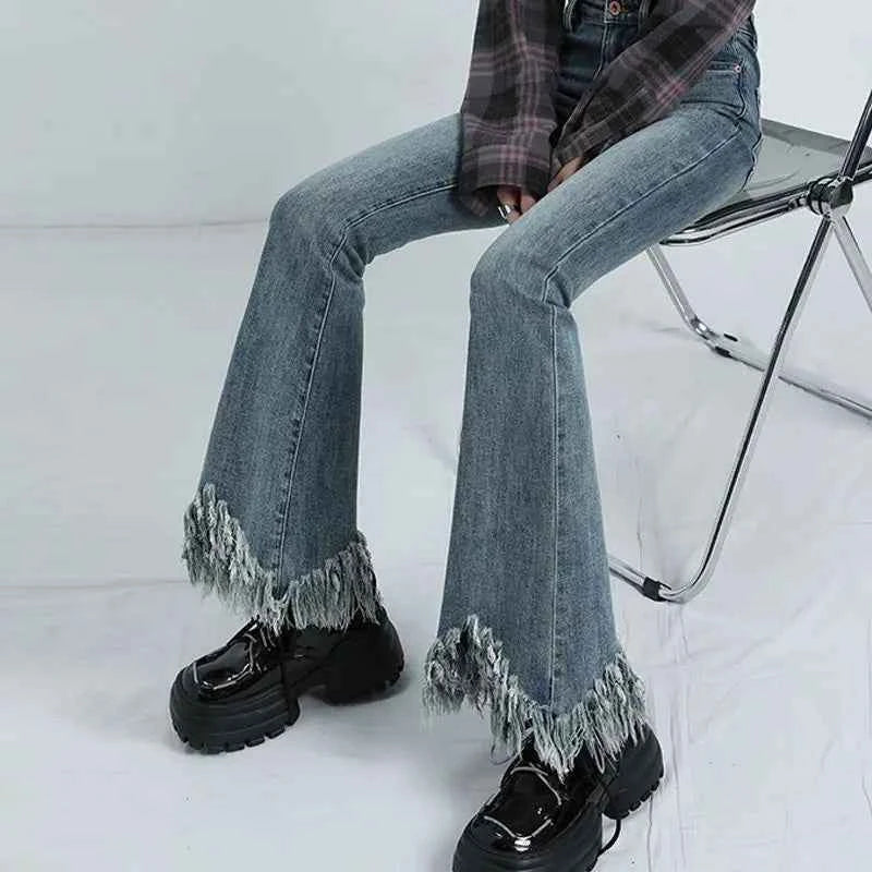 Retro Autumn Winner Flare Straight Jeans