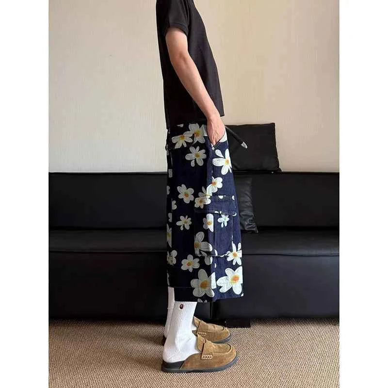 Vintage FlowerDaisy Print Loose Fit Jorts
