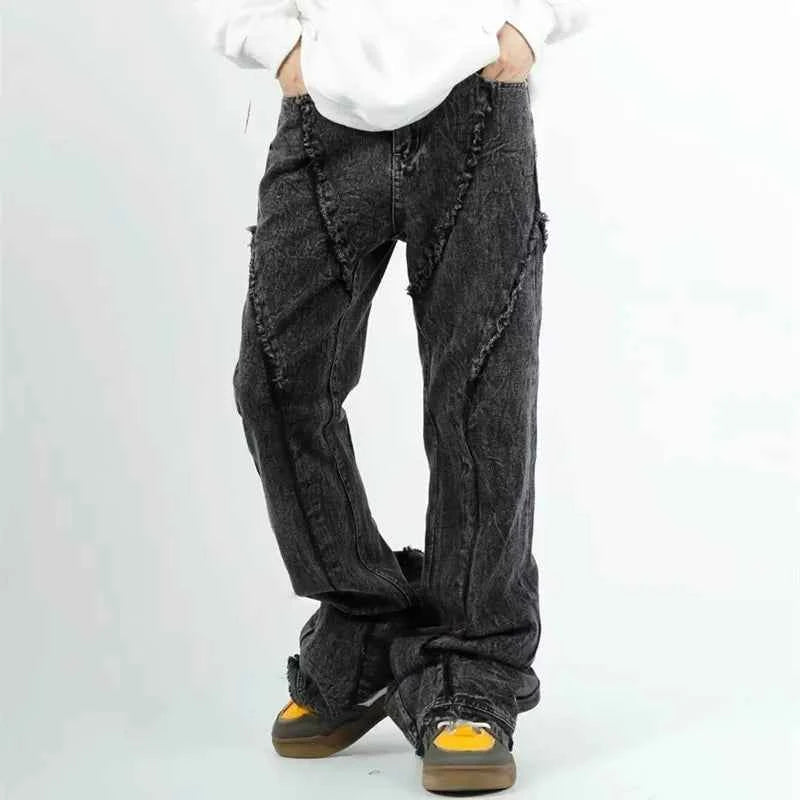 Cyber Washed Black Baggy Stacked Jeans