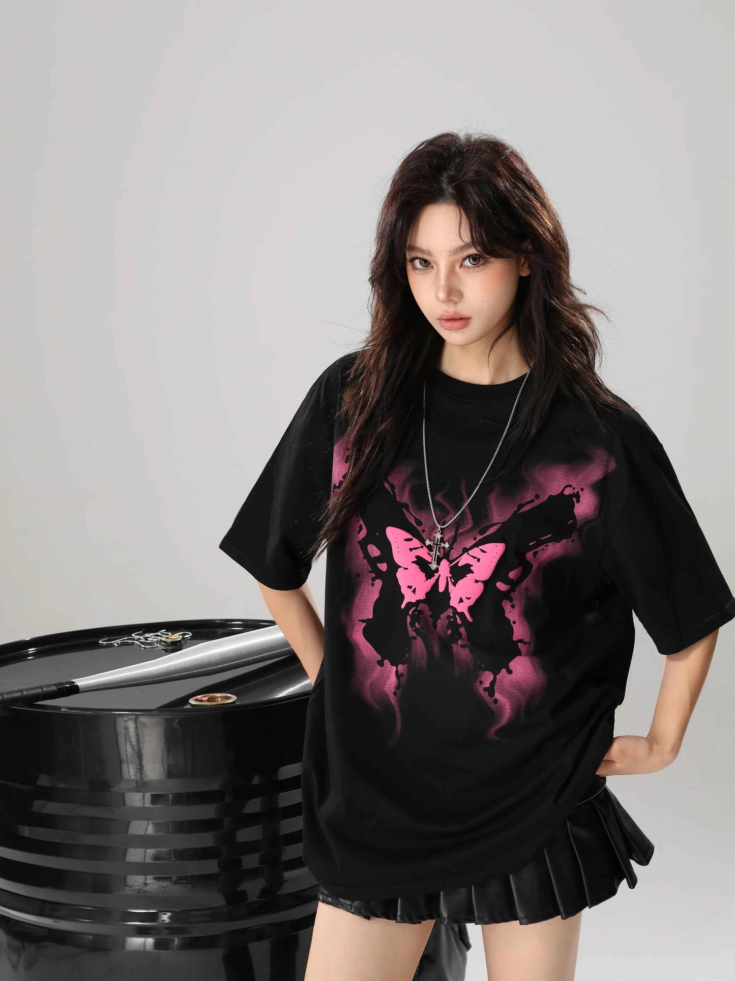 Women Streetwear Butterfly Print Loose Fit T-Shirt