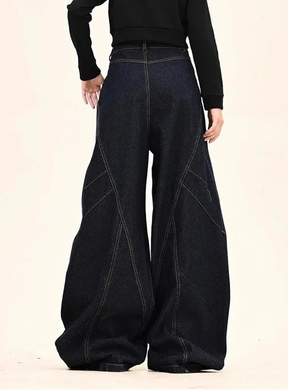 Insulated 90s Style High Waist Wide Leg Jeans - Luxuryurbanwear