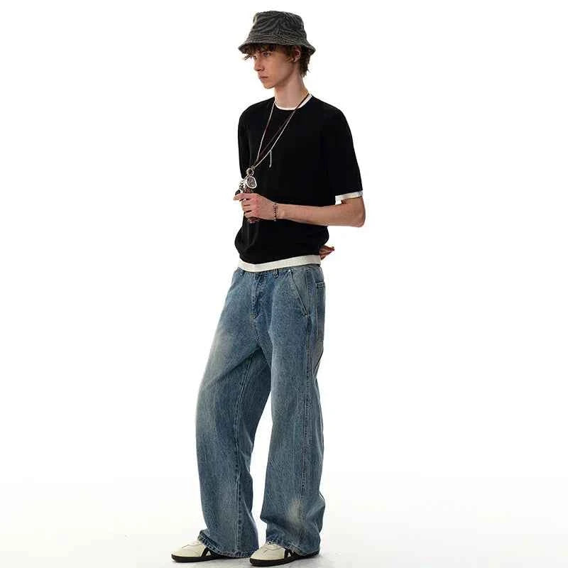 Streetwear Contrast Color Short Sleeve Casual T-Shirt