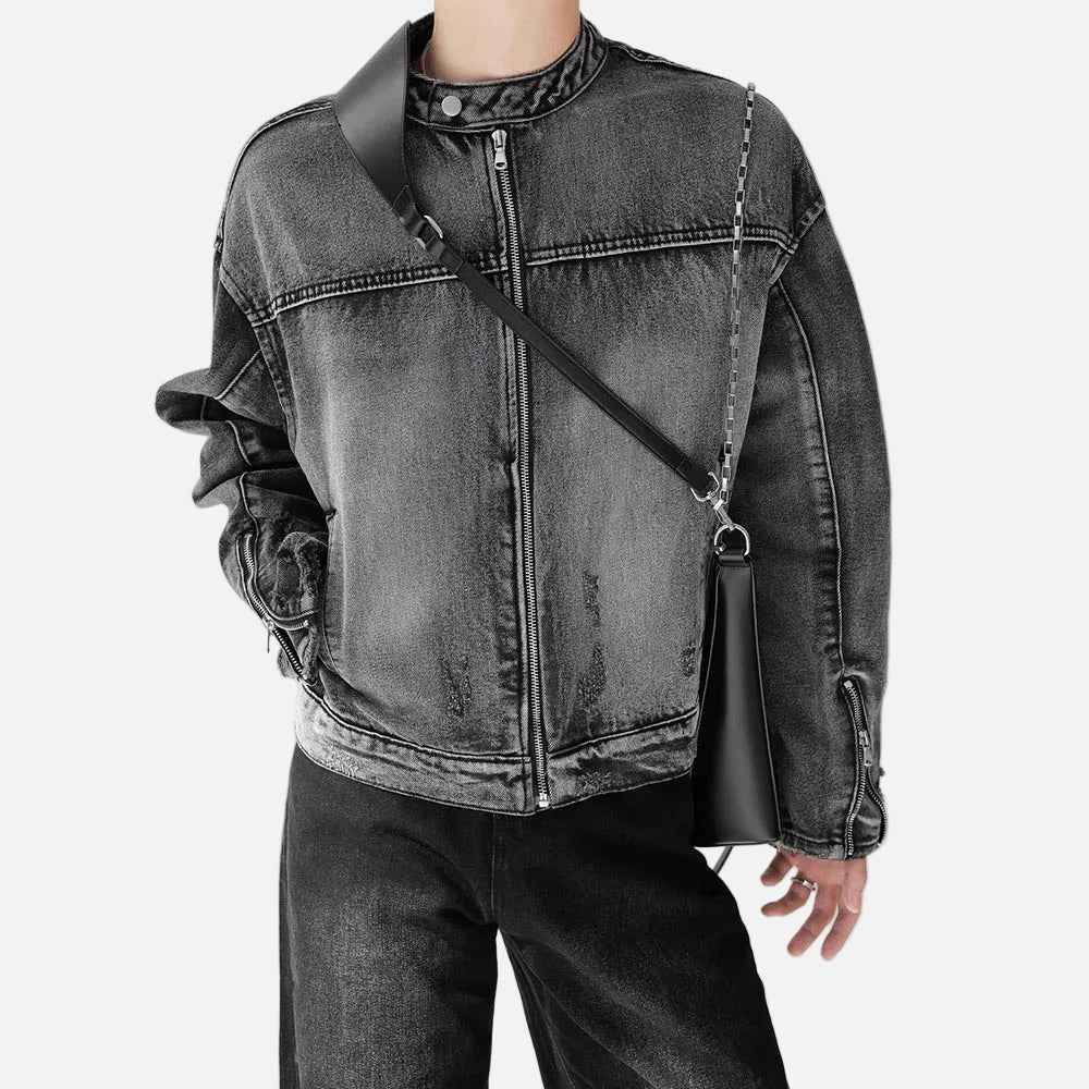 Streetwear Solid Color Long Sleeved Denim Jacket