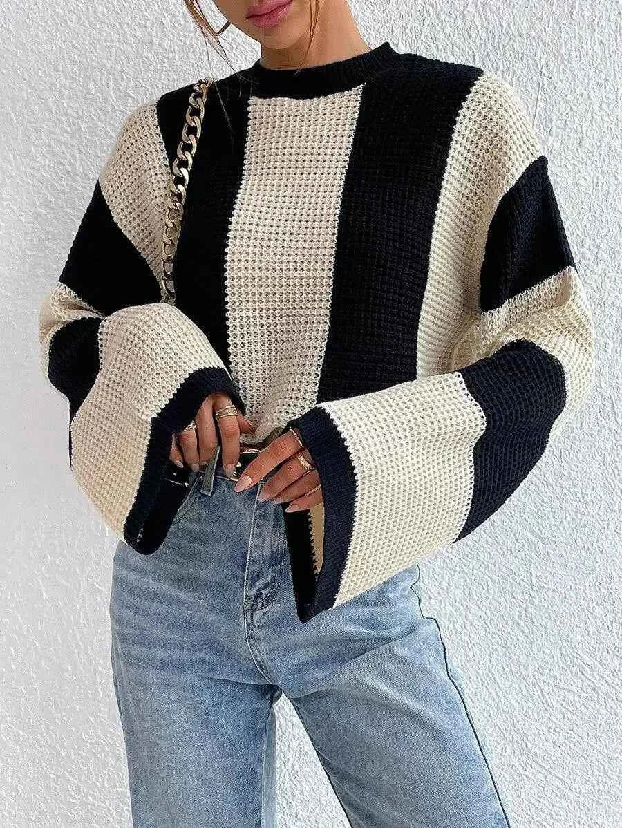 Women Casual Comfort Striped Knit Loose Sweater