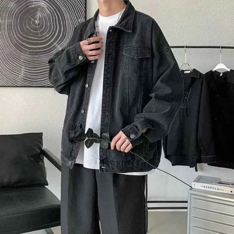 Solid Color Casual Loose Button Denim Jacket