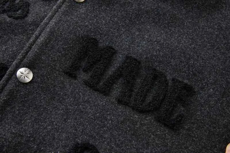 Embroidered Woolen Splice Hip Hop Varsity Jacket
