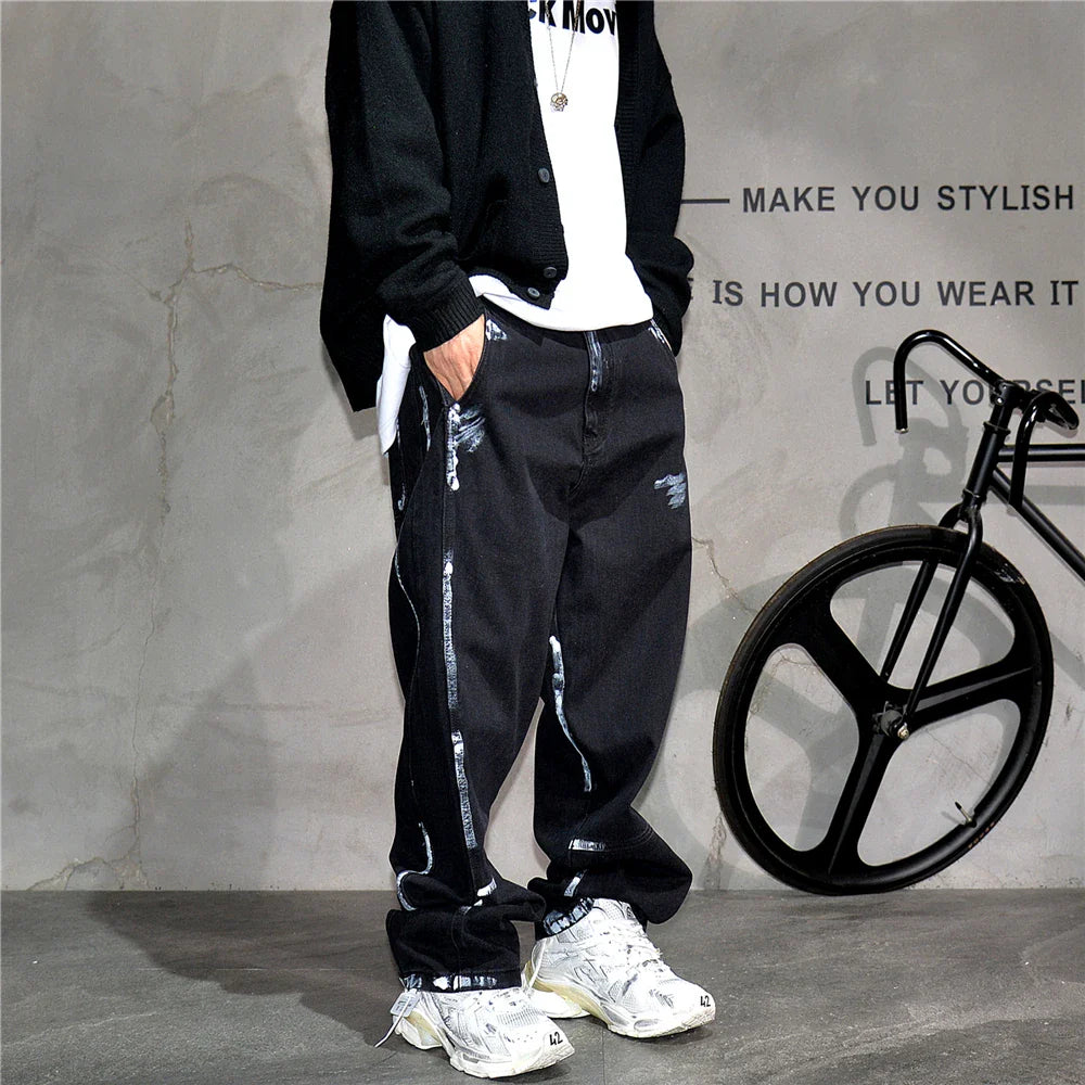 Ebony Black Splash Paint Style Pants