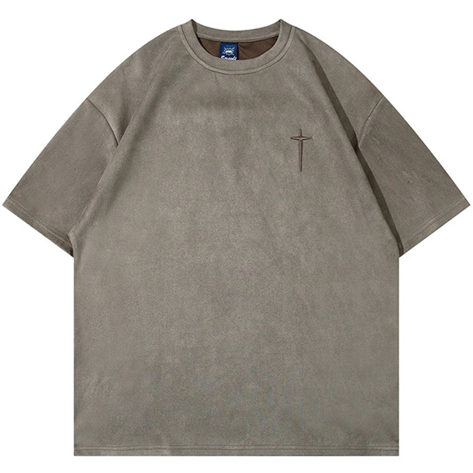 Suede Oversized Streetwear Tshirts