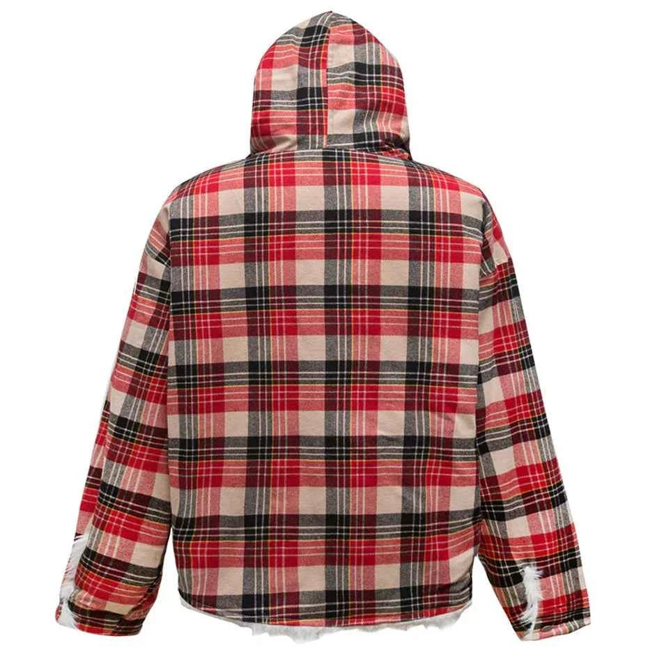 Winter Flexible Plaid Fox Fur Collar Retro Jacket