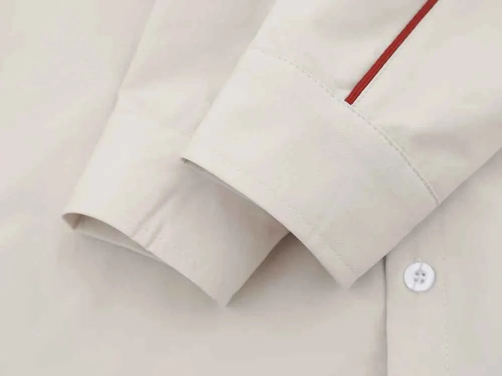 Chic Letter Embroidery Contrast Paneled Long Sleeve Shirt