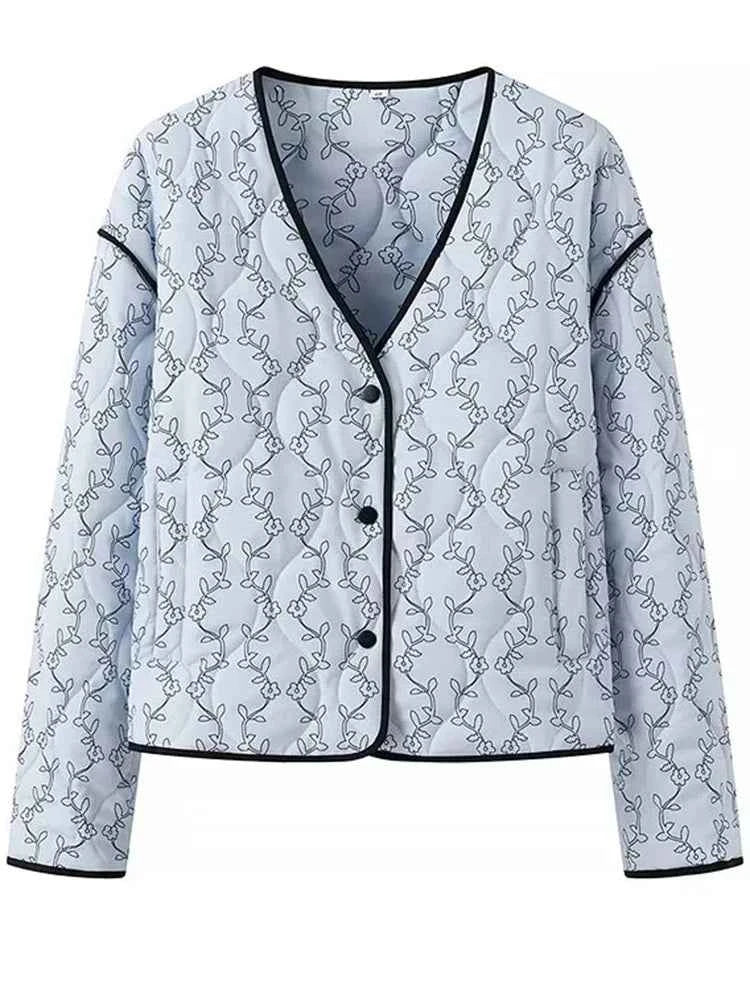 Women Boho Floral Padded Jacket