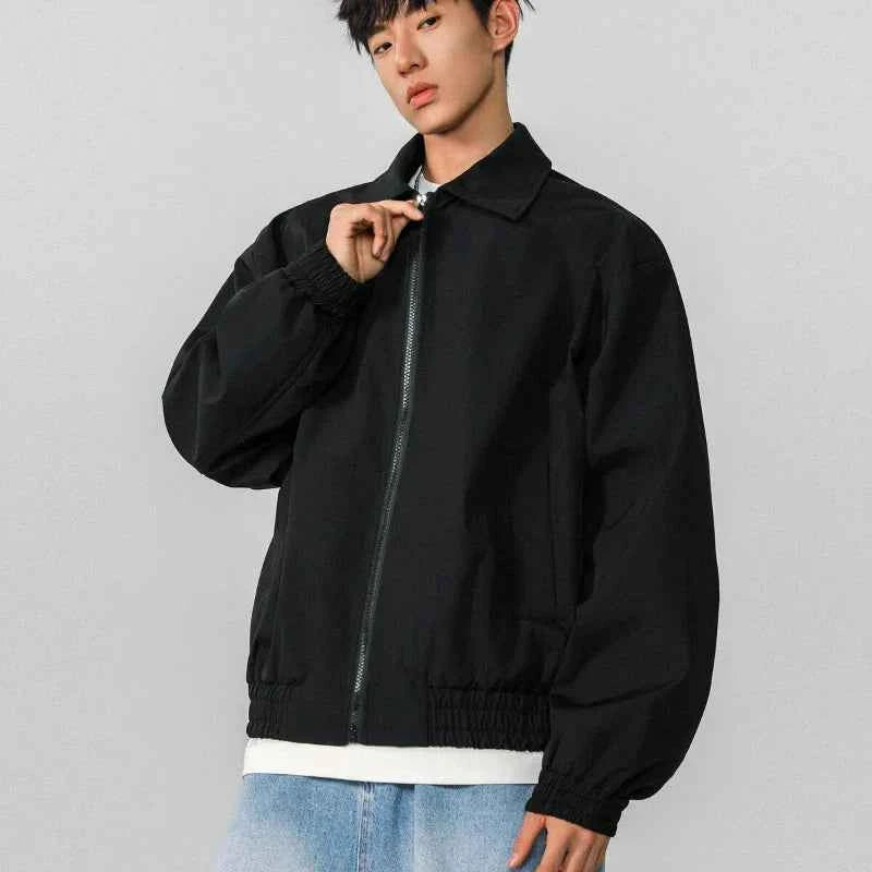 Classic Solid Color Casual Zip-Up Jacket