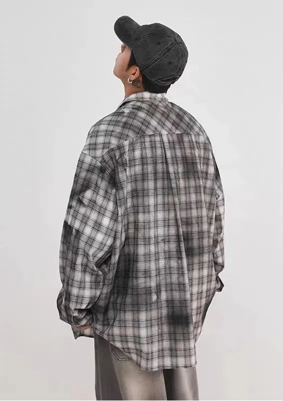 Autumn High-Quality Gray Plaid Long Sleeve Shirt - Luxuryurbanwear