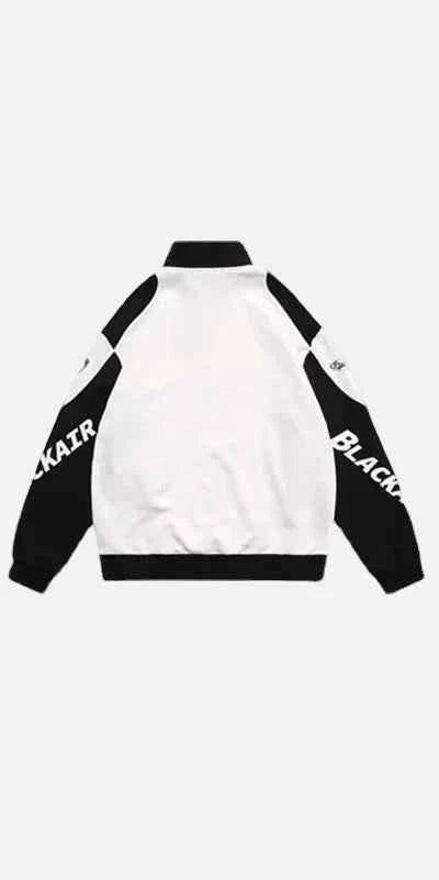 Racing Style Patchwork Half Zipper Sweatshirt
