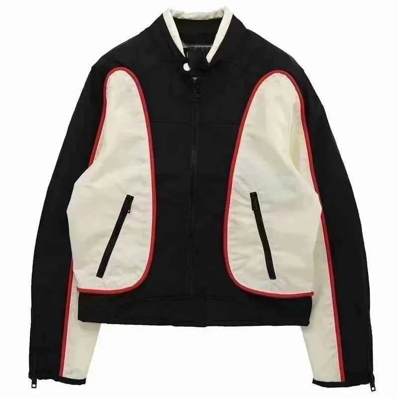 Irregular Patchwork Classic Style Motorcycle Leather Jacket