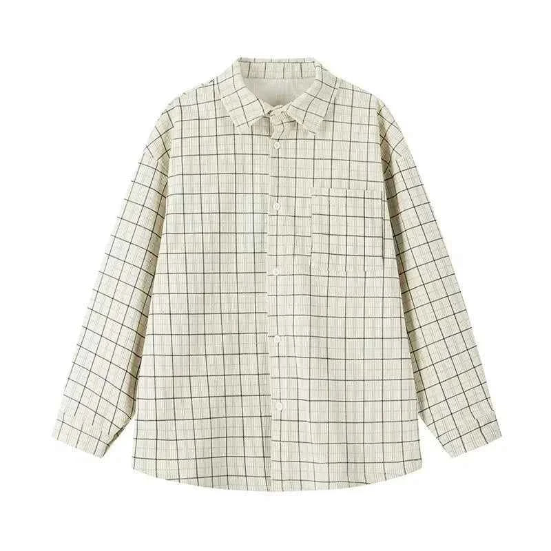 Men's Retro Plaid Hip Hop Corduroy Shirt