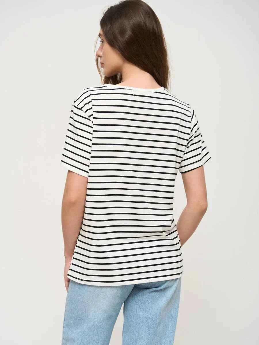 Striped Summer Short Sleeve Knitted T-Shirt