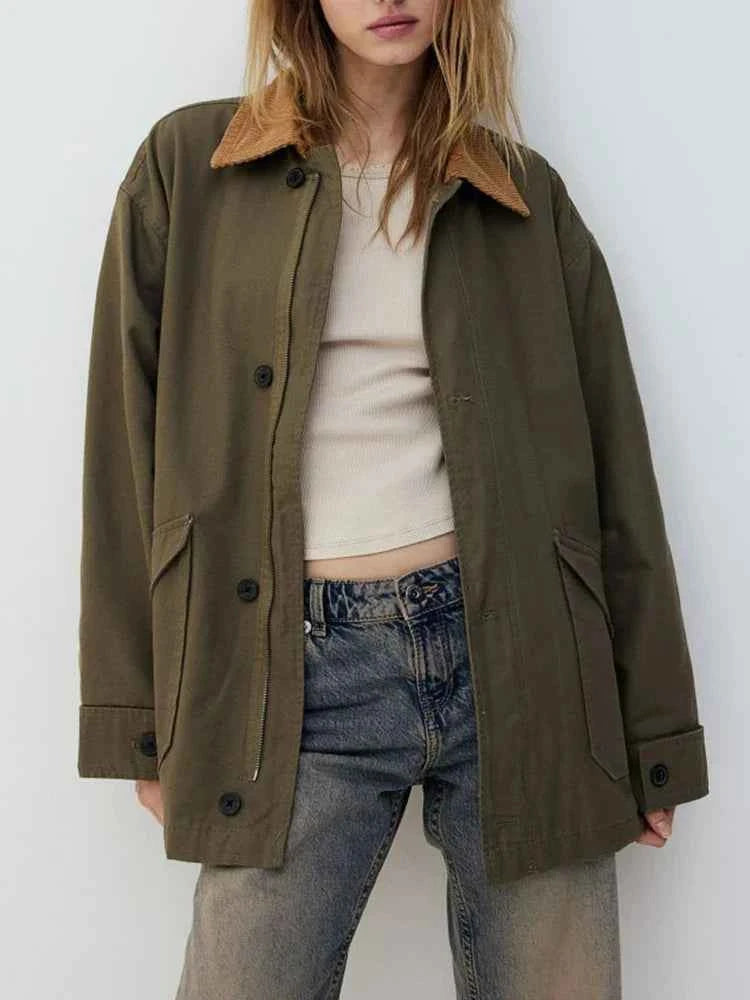 Chic Minimalist Spliced Lapel Jacket