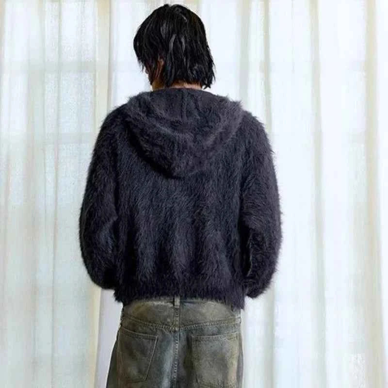 Retro Cozy Knitted Half Zipper Hoodie