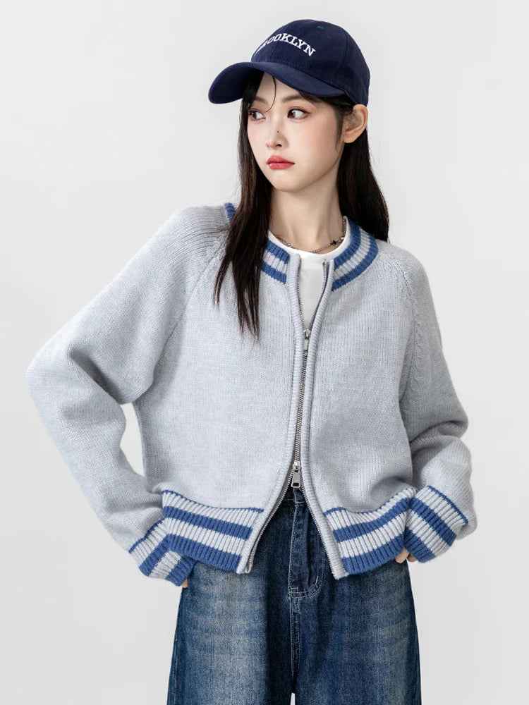 Women Streetwear Comfort Cozy Striped Cardigan