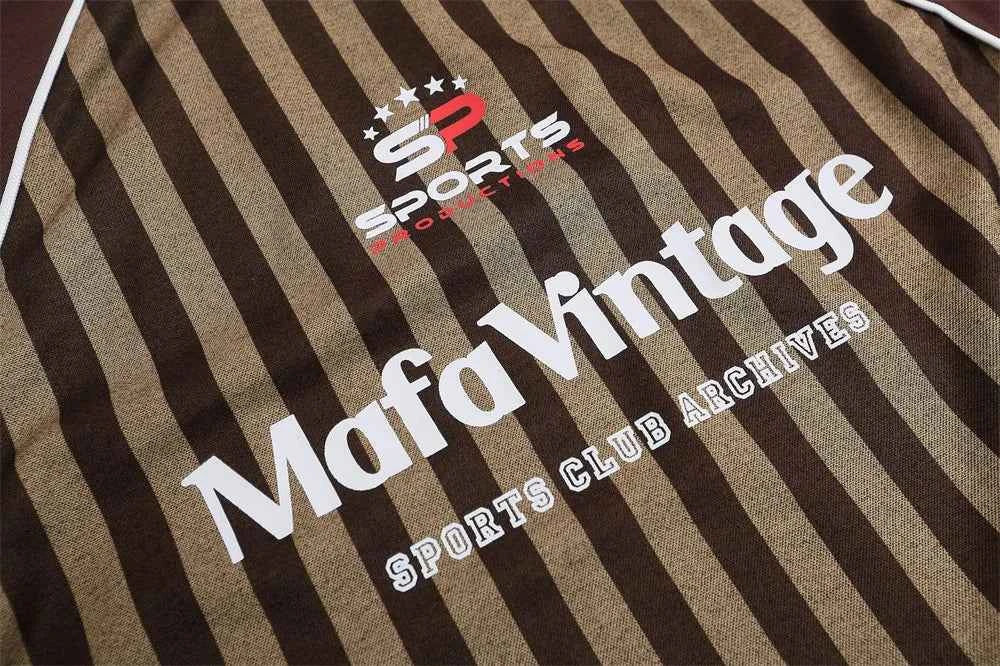 Summer Cool Retro Letter Print Vertical Stripes T-Shirt