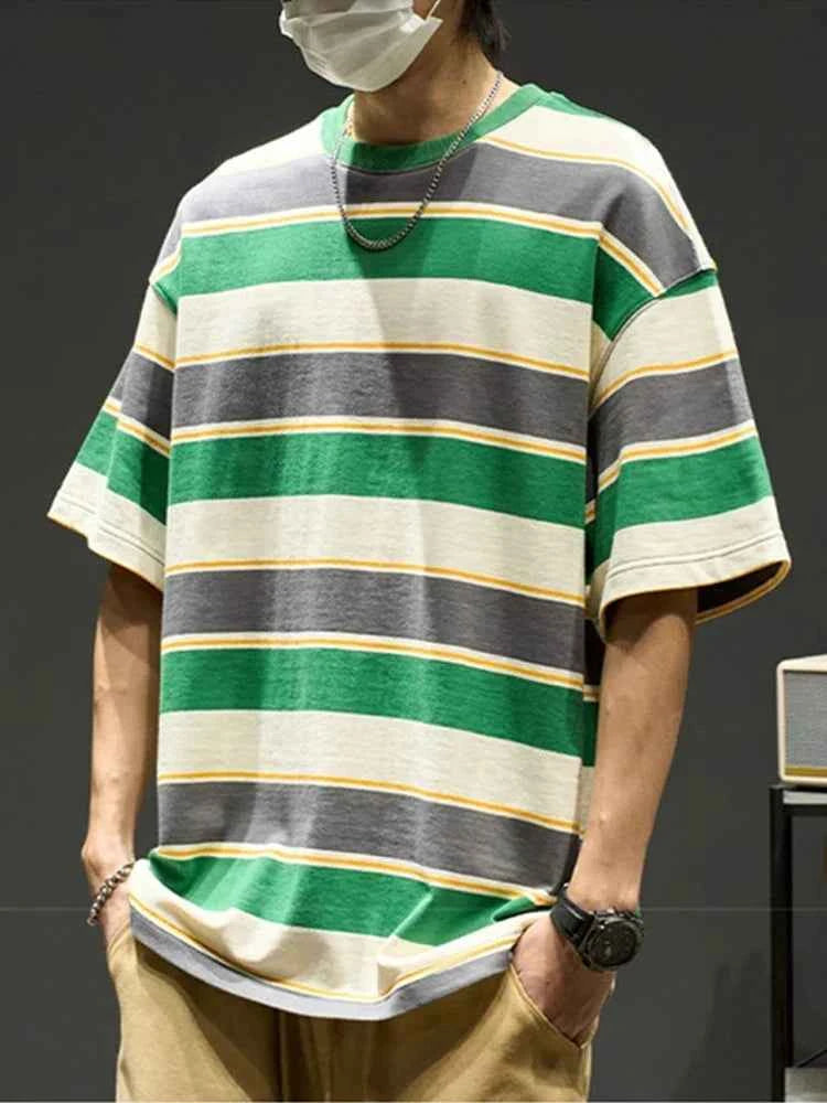 Men's Striped Hip Hop Short Sleeve T-Shirt