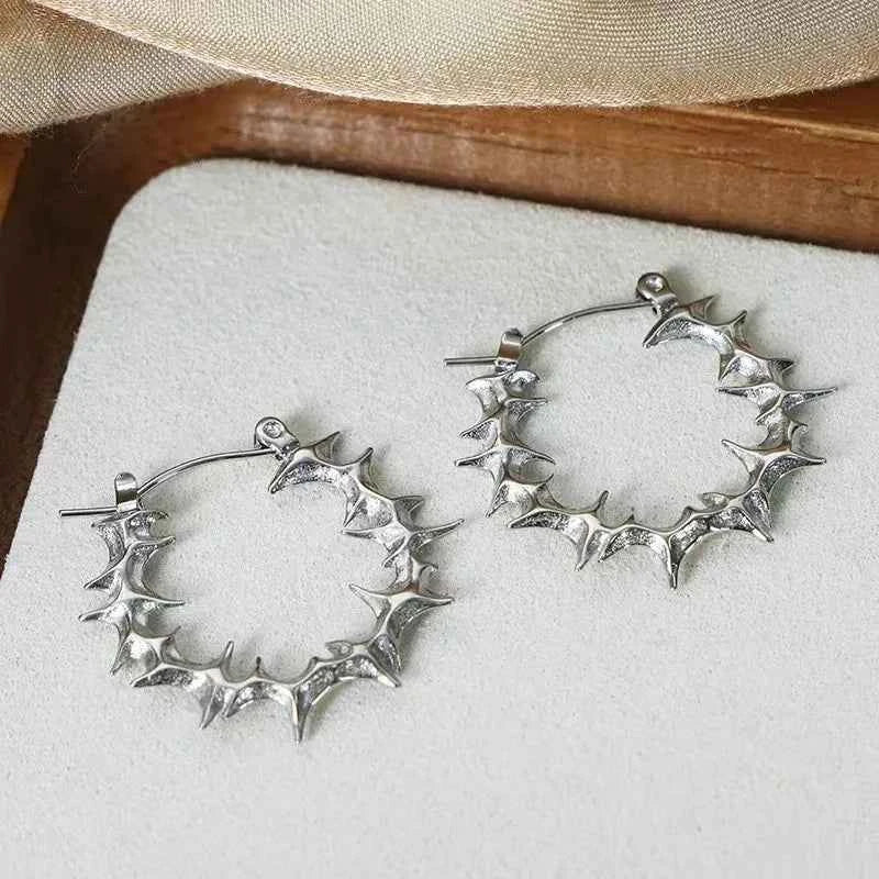 Vintage Punk Thorn Spike Stud Earrings