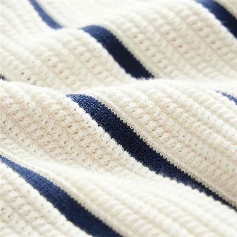 Stylish Striped Knit Polo Cardigan