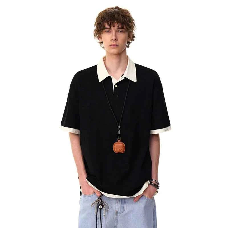 Classic Comfort Splicing Short Sleeve Polo Shirt