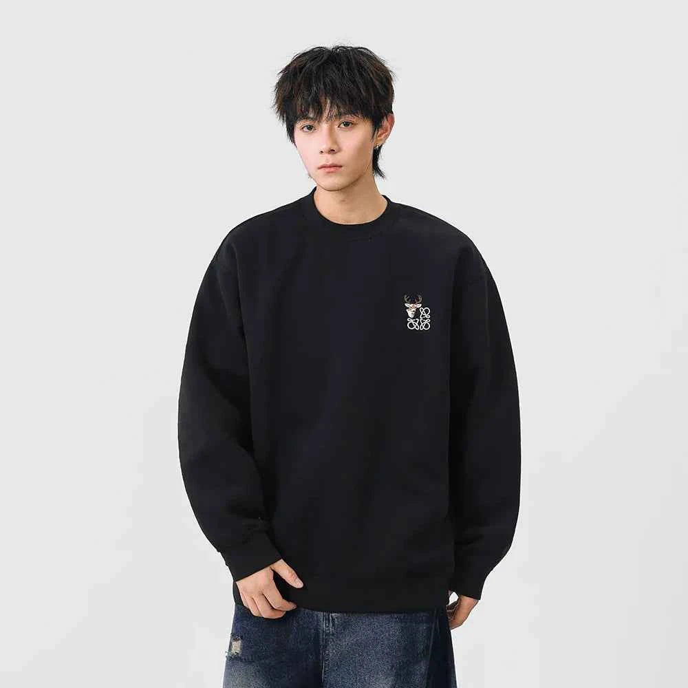 Cozy Embroidered Logo Crew Neck Sweatshirt