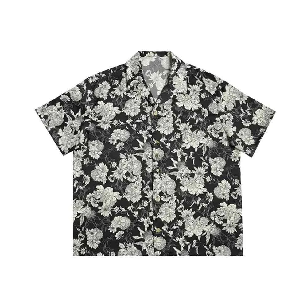 Black White Hawaiian Vacation Short Sleeve Shirt
