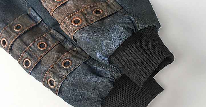 Durable Rustic Dyed Loose Zipper Denim Jacket