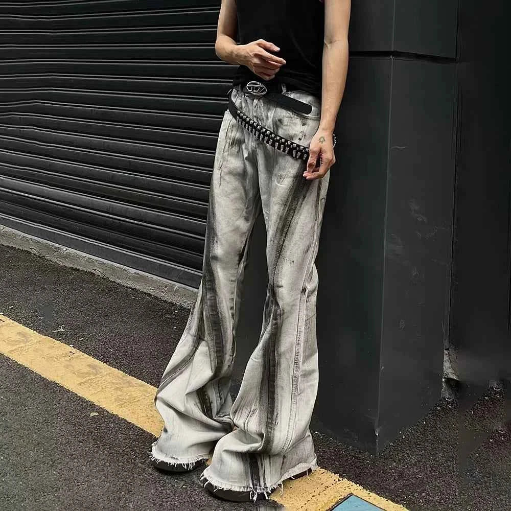 Colorful Gradient Flared Denim Jeans