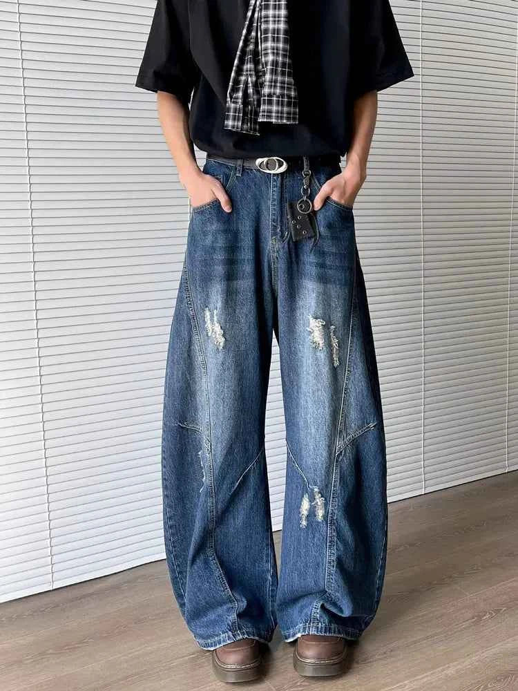 Work & Play Ripped Blue Baggy Stacked Jeans