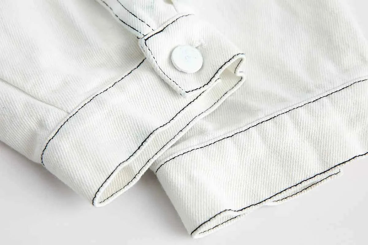 Flattering White Tie Dye Hip Hop Denim Jacket