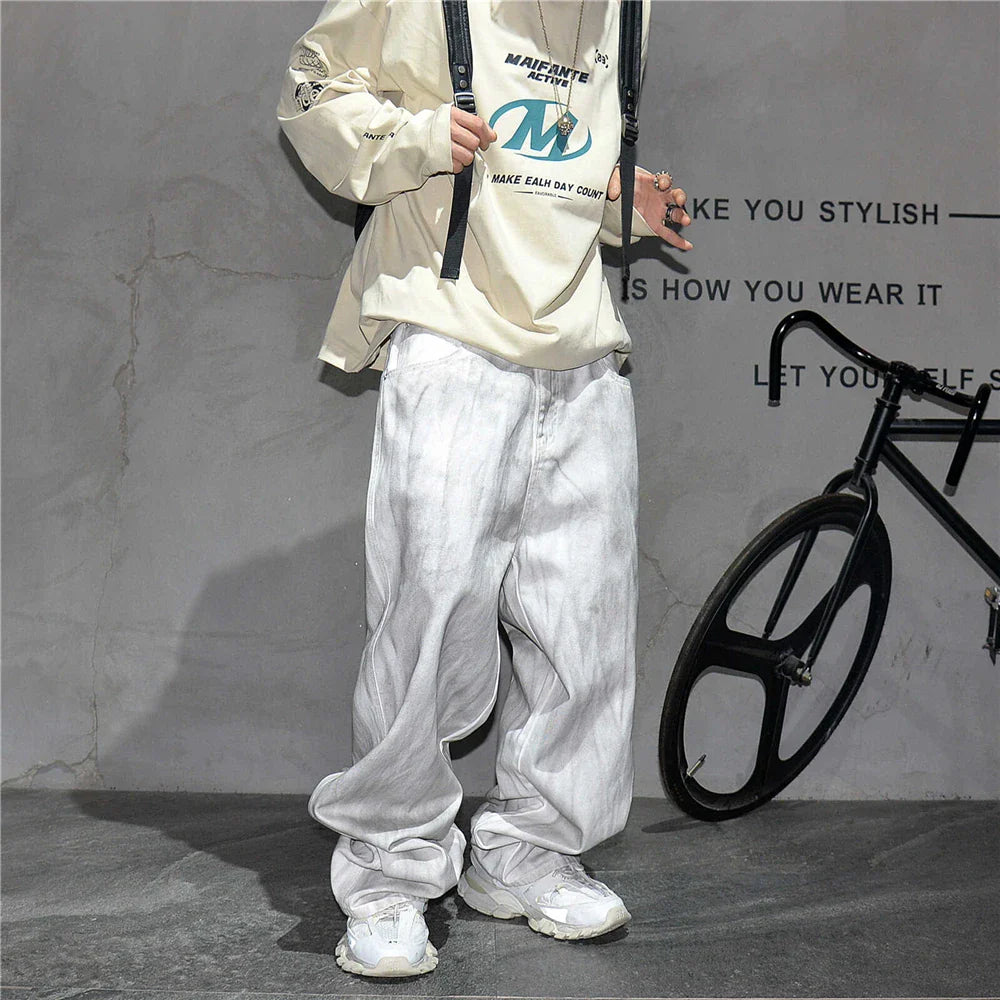 Distressed Dirty White Baggy Pants