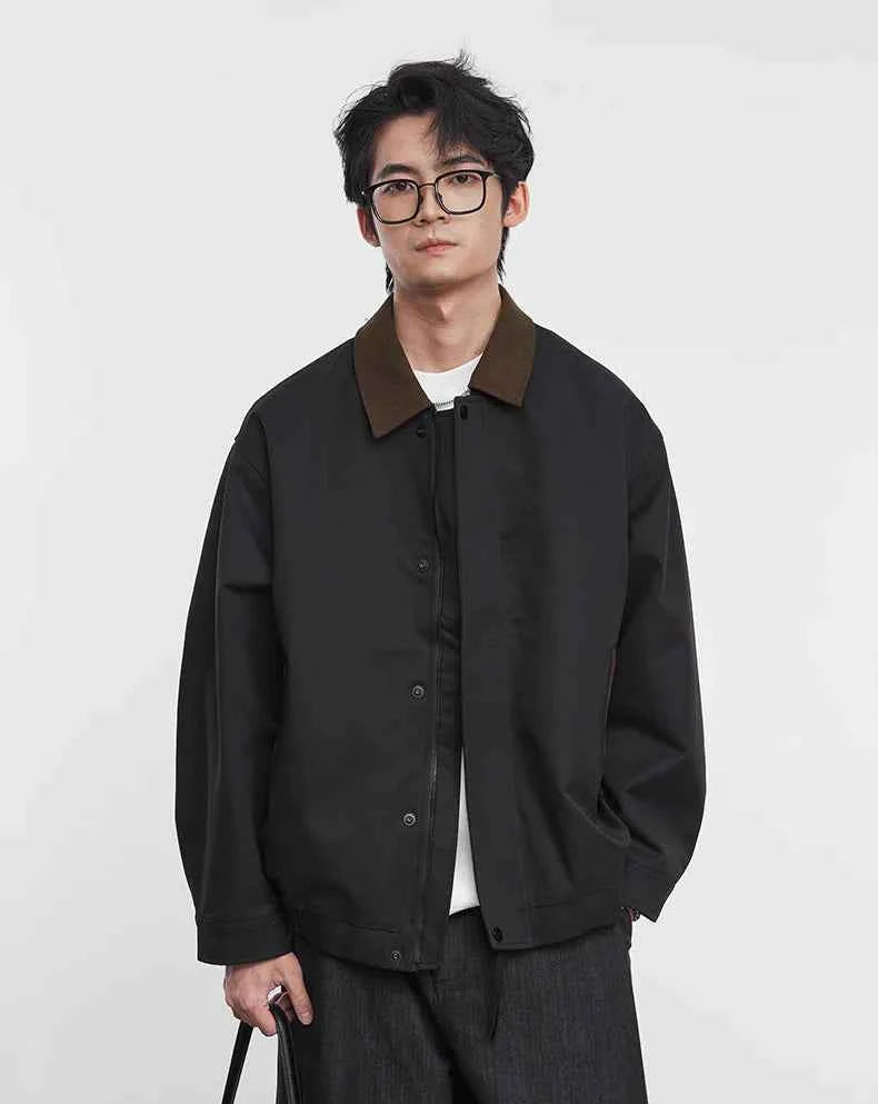 Streetwear Loose Solid Color Lapel Jacket