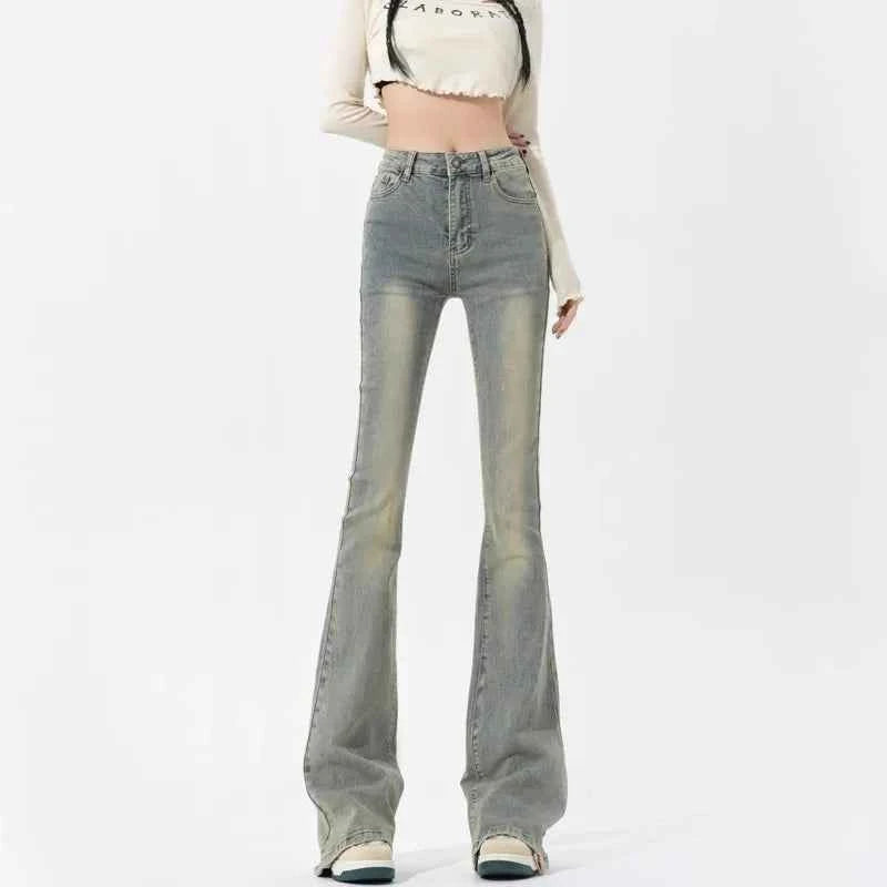 High Waist Vintage Blue Flare Jeans