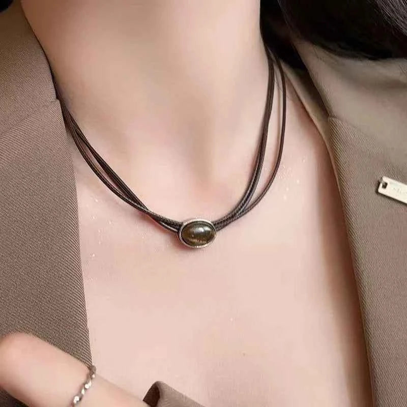 Colorful Stones Flower Pendant Necklace