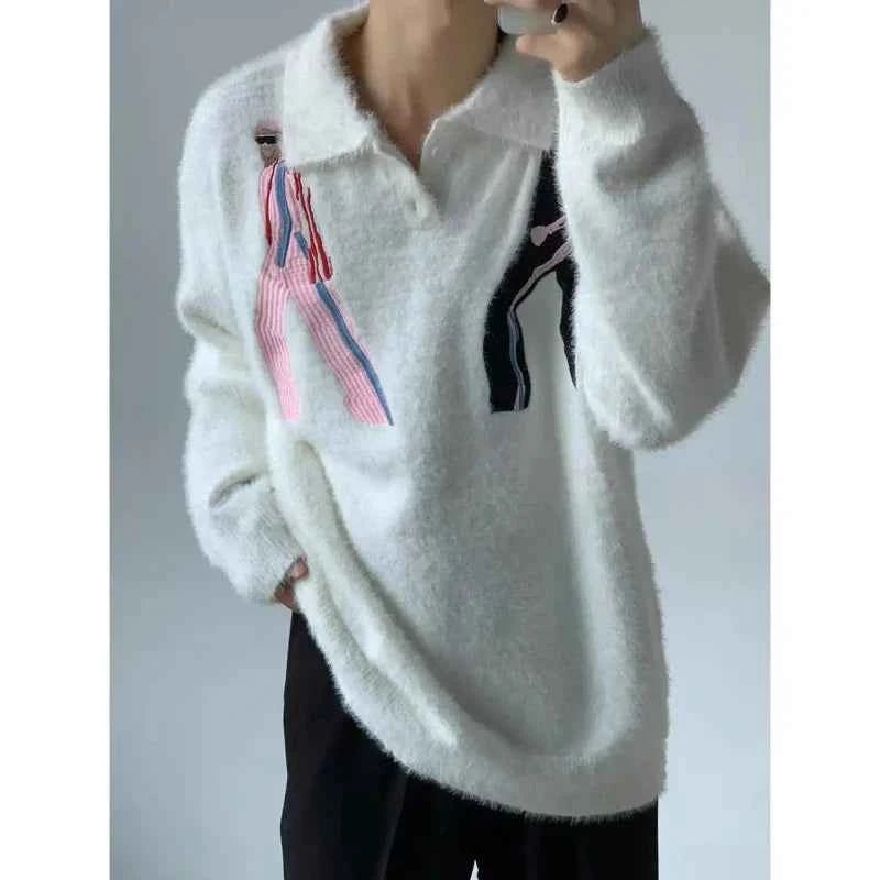 Cozy Embroidered Mink Down Jumper Sweater
