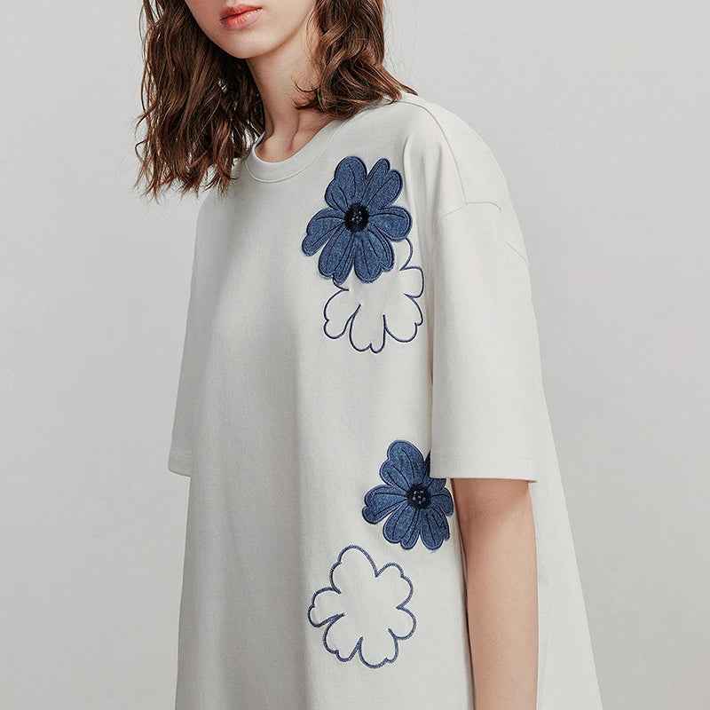Women Cute Flower Casual Summer Short Sleeve T-Shirt