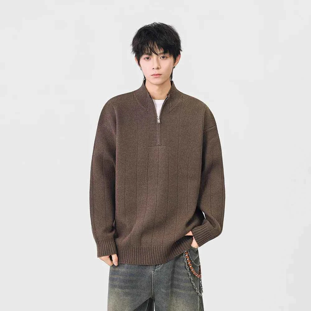 Essential Solid Color Mock Neck Jumper Sweater