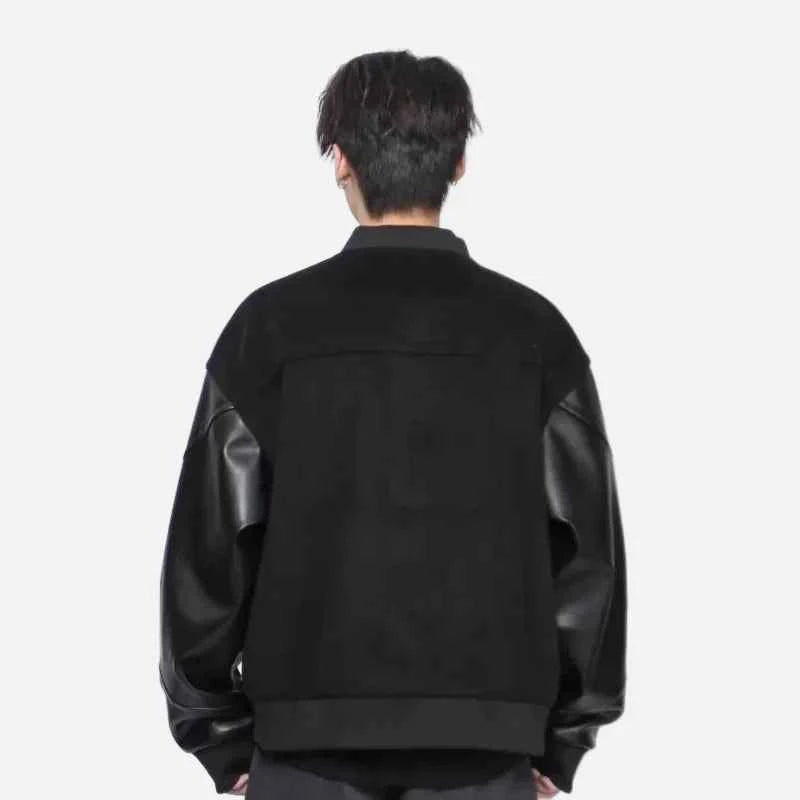 Vintage Patchwork PU Leather Baseball Varsity Jacket
