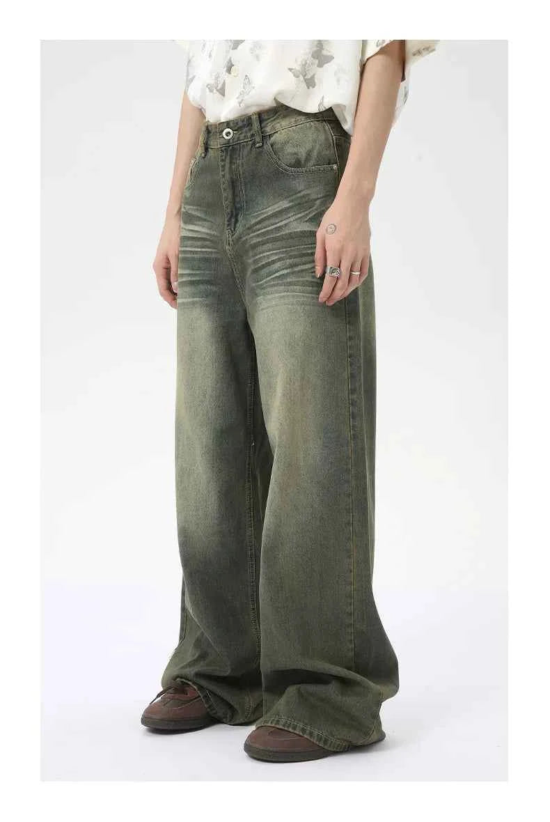 Flexible Vintage Distressed Loose Wide Leg Jeans