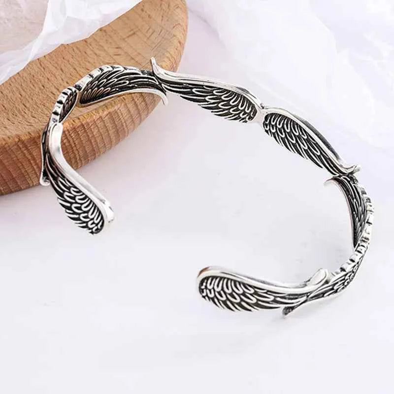 Retro Angel Wings Adjustable Silver Bracelets