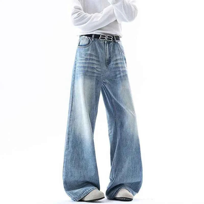 High-Quality Gradient Washed Straight Tube Jeans