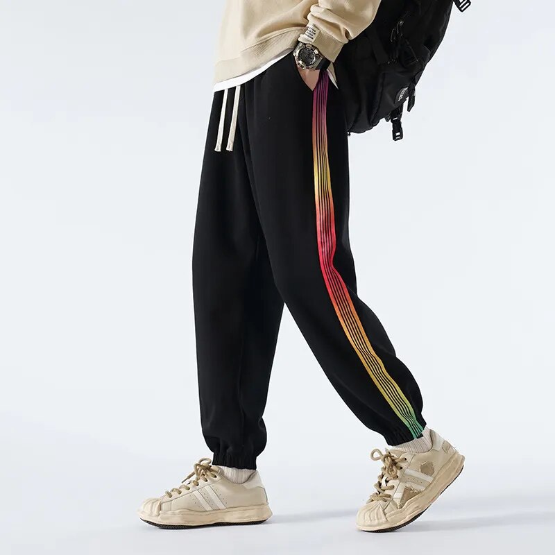 Rainbow Color Stripe Jogger Pants