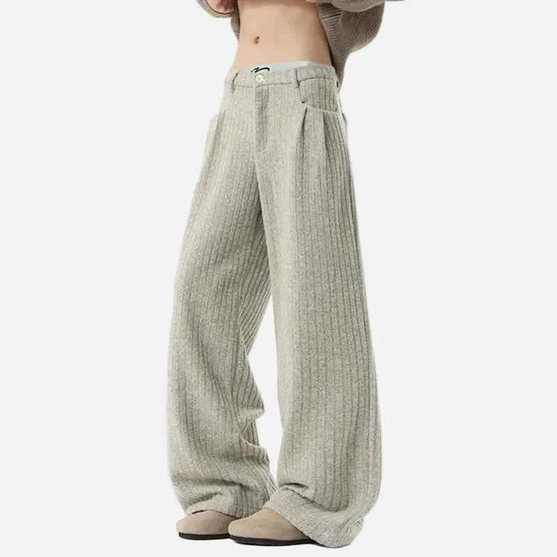 Modern Simple Solid Color Striped Pants