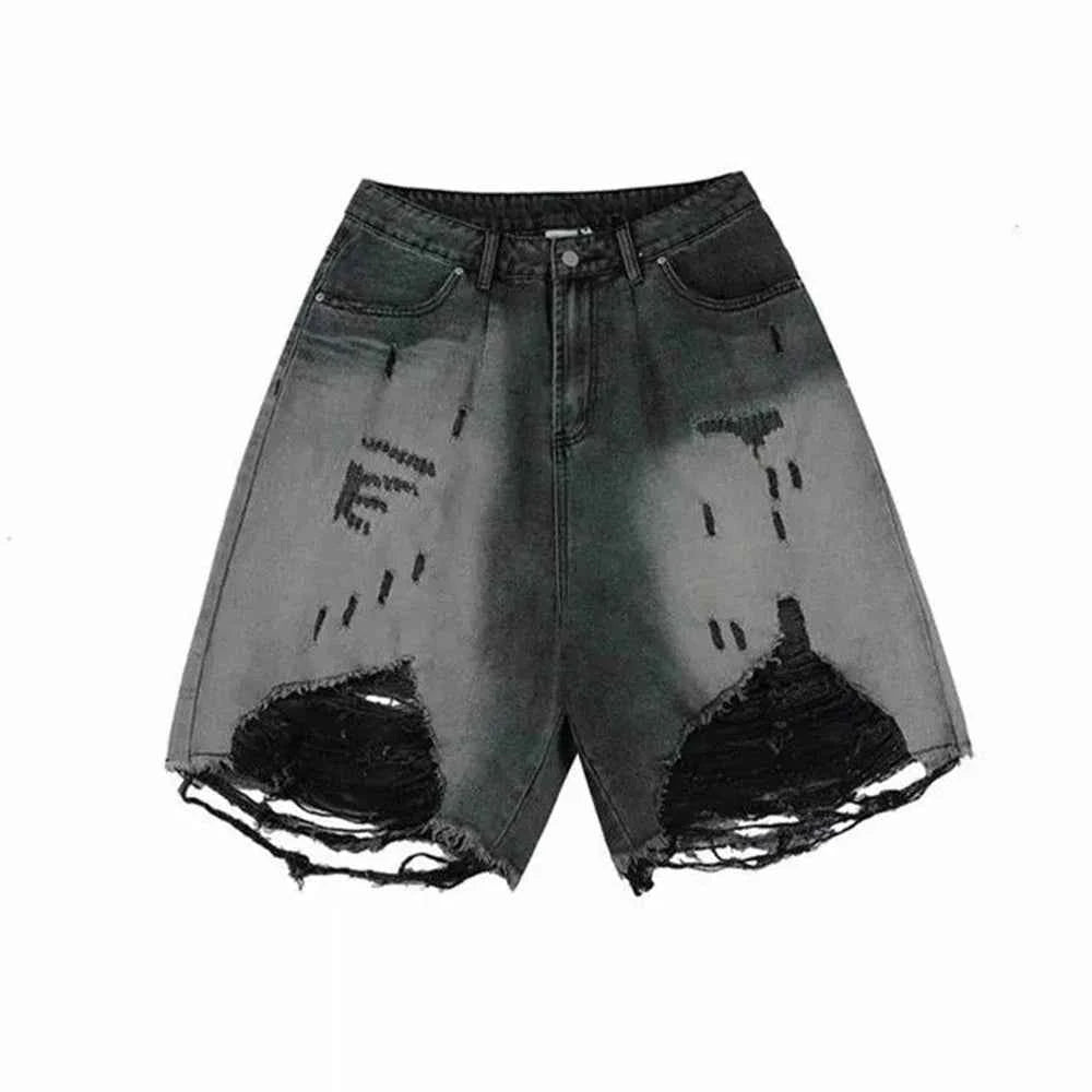 Featherlight Ripped Washed Retro Denim Jorts
