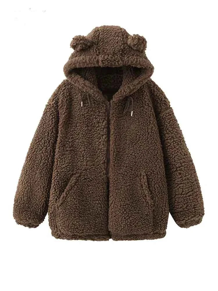 Brown Thick Faux Fur Bear Jacket